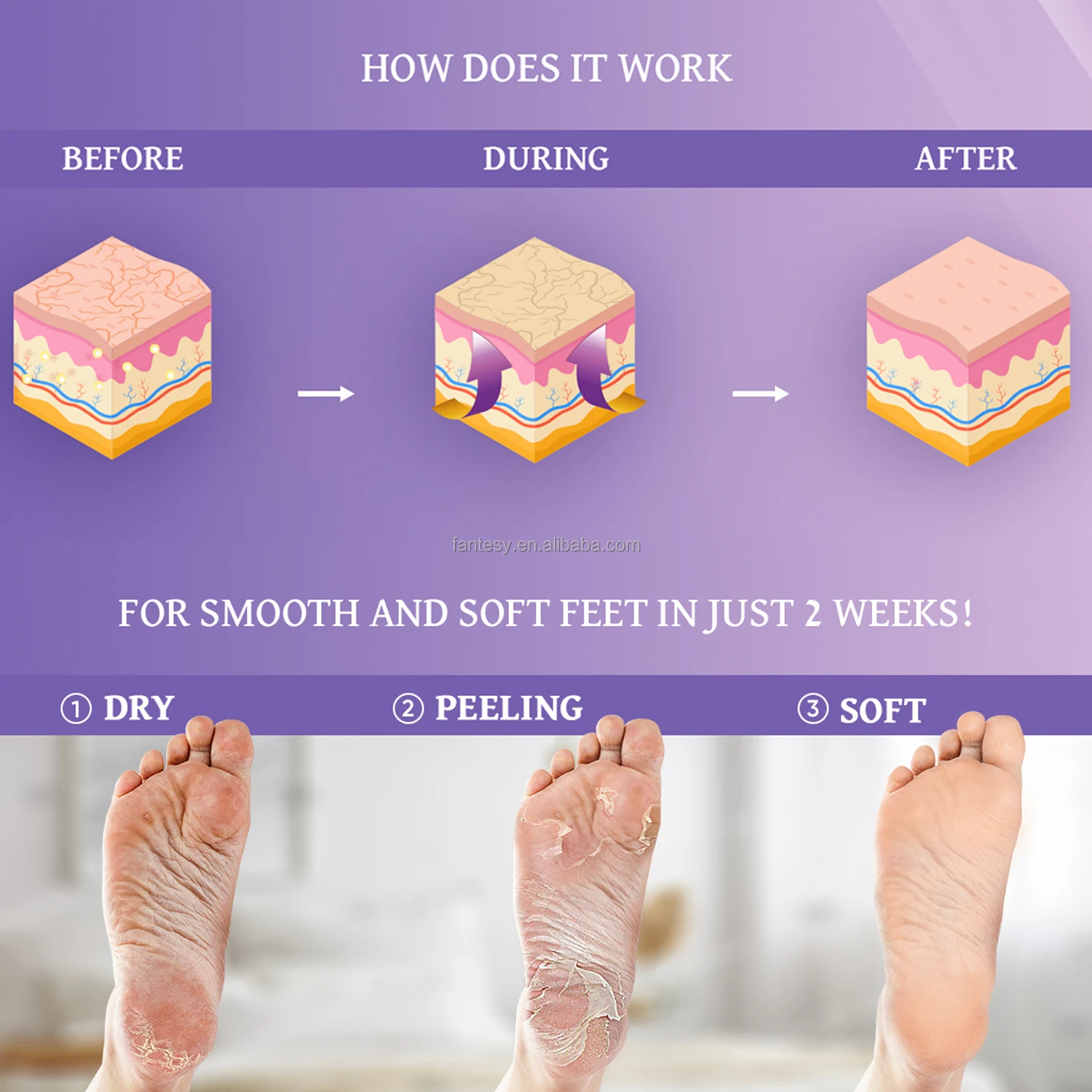 OEM Foot Mask Soft Skin Remove Dead Skin Dry Cracked Feet Callus Spa Aloe Vera Extract Women Men Exfoliating Lavender Foot Mask