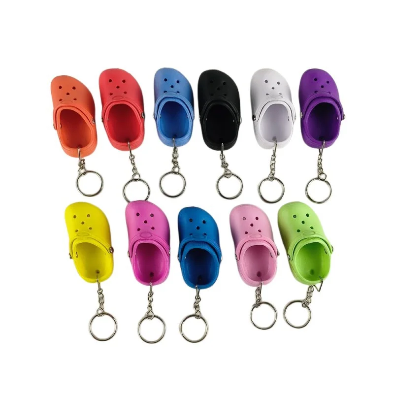 Cute 3D Mini EVA Plastic Foam Beach Hole Sandal Slipper Keychain Decoration Beach Shoe keychain