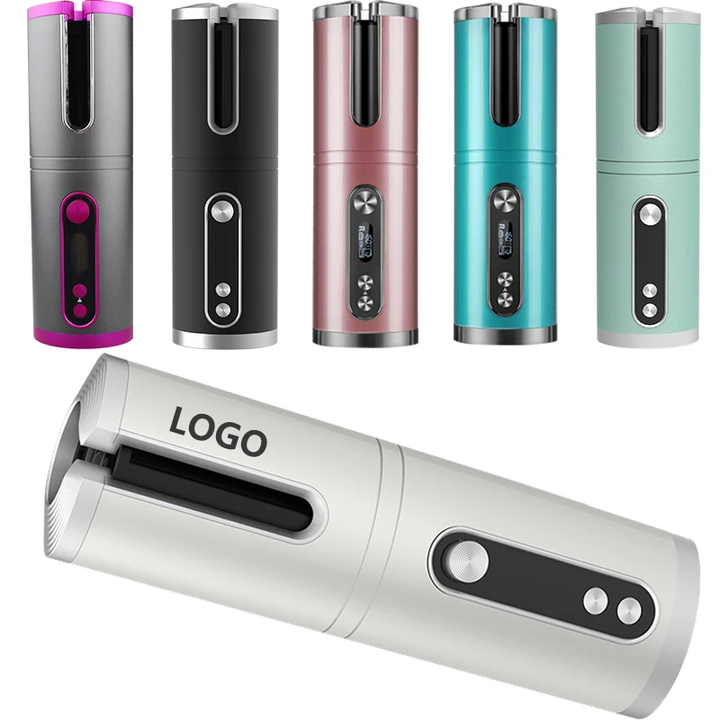 Portable Mini LCD Display cordless Auto hair Curling Iron Wireless USB Hair Curler