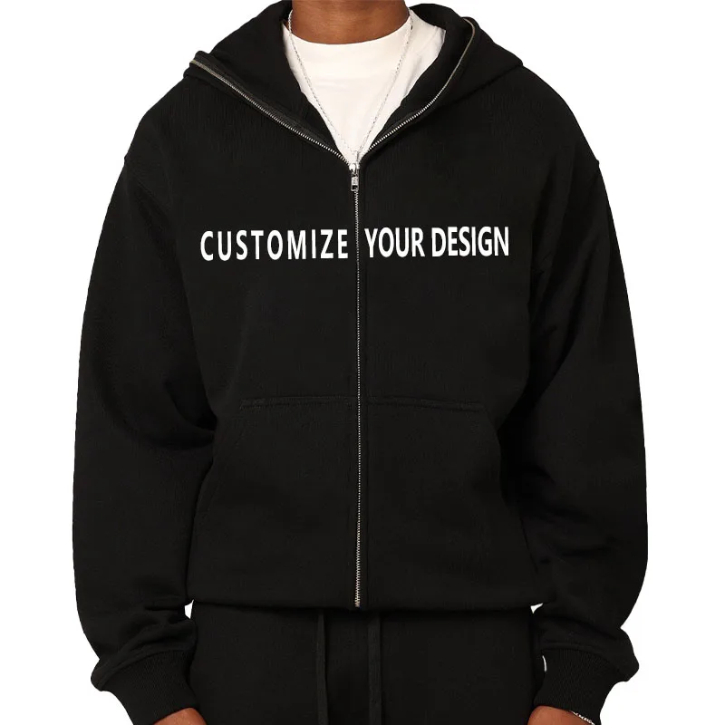 Customize logo Full face zip up Hoodies High quality heavyweight full zip up hoodie manufacturer streetwear zip up hoodies for m
