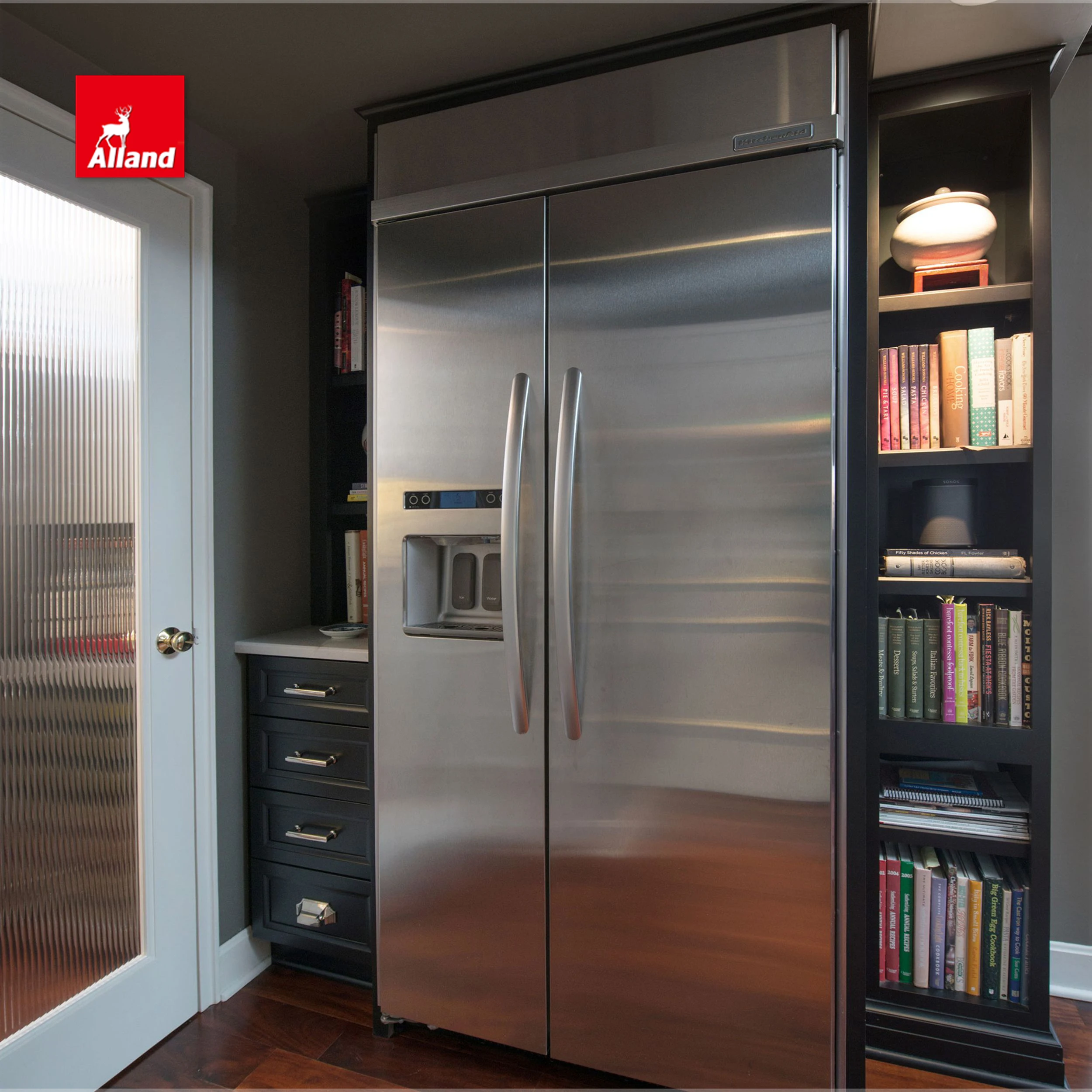 Allandcabinet Groovy Charcoal Black Kitchen Cabinet By Recessed Door With Stainless Steel Sink And Mirror For Family