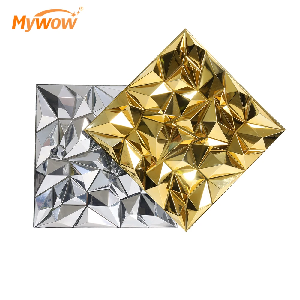 Guangzhou Newest Design PVC Boards Waterproof Electroplating Gold PVC 3D Wall Panel