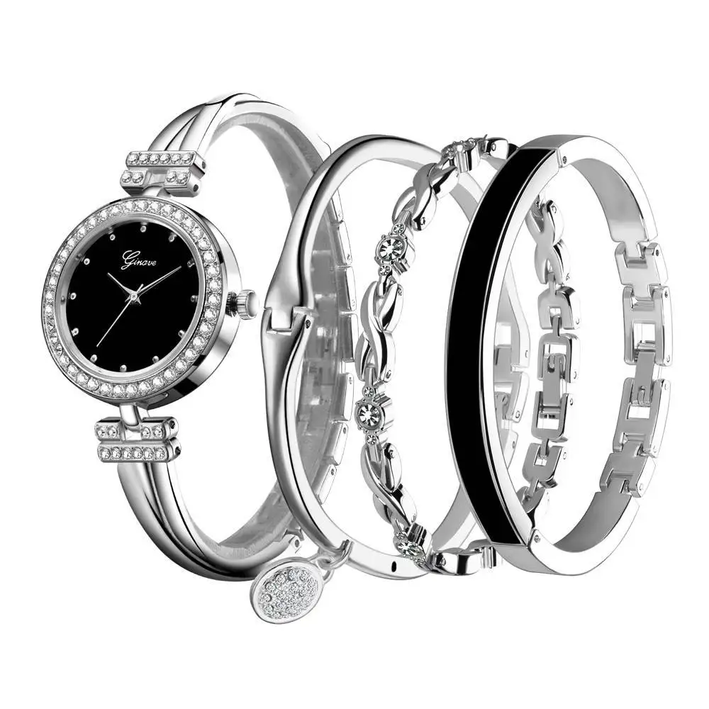 WJ-10998 Popular 4-piece Women Watches Popular Fashion Diamond Temperament Quartz Watches Ladies