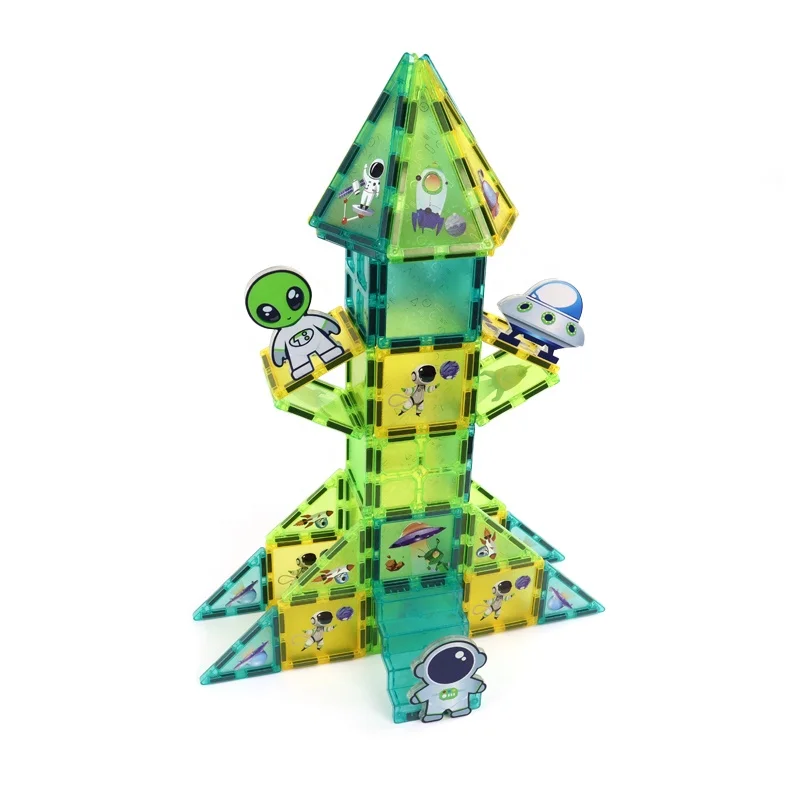 ABS Magic Magnetic Blocks Montessori Education 3D Building Blocks DIY Toys Patterned Print Magnet Set Magnetic Tiles For Kids