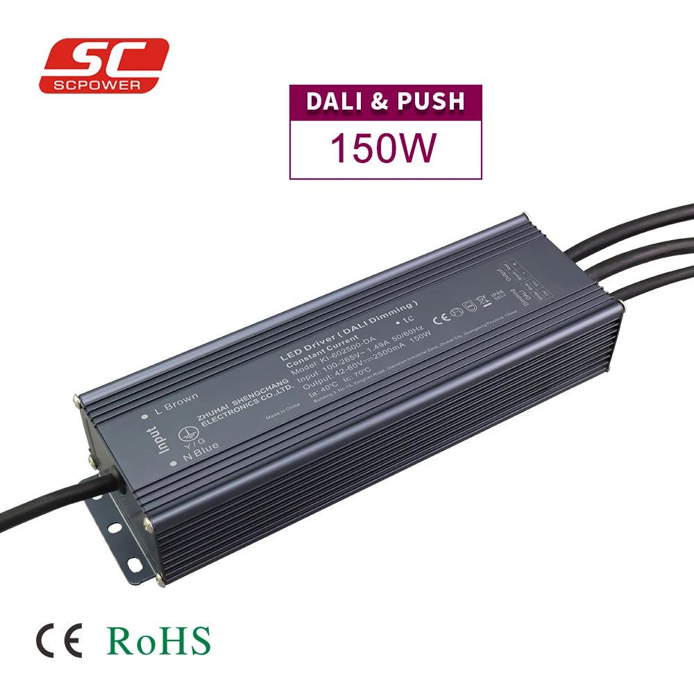 100-277VAC 49-70V DC 2100ma 150W DALI powersupply waterproof housing Dimmable LED Light DRIVER