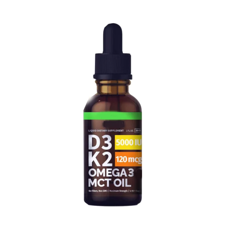 Custom Logo Natural Vitamin D3 K2  drops 5000iu For Bone Joint Dietary Supplement