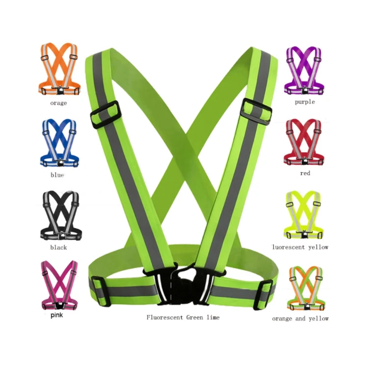 Reflective Safety Vests Running Vests Cycling Wear High Visibility Adjustable Shoulder Straps Belts