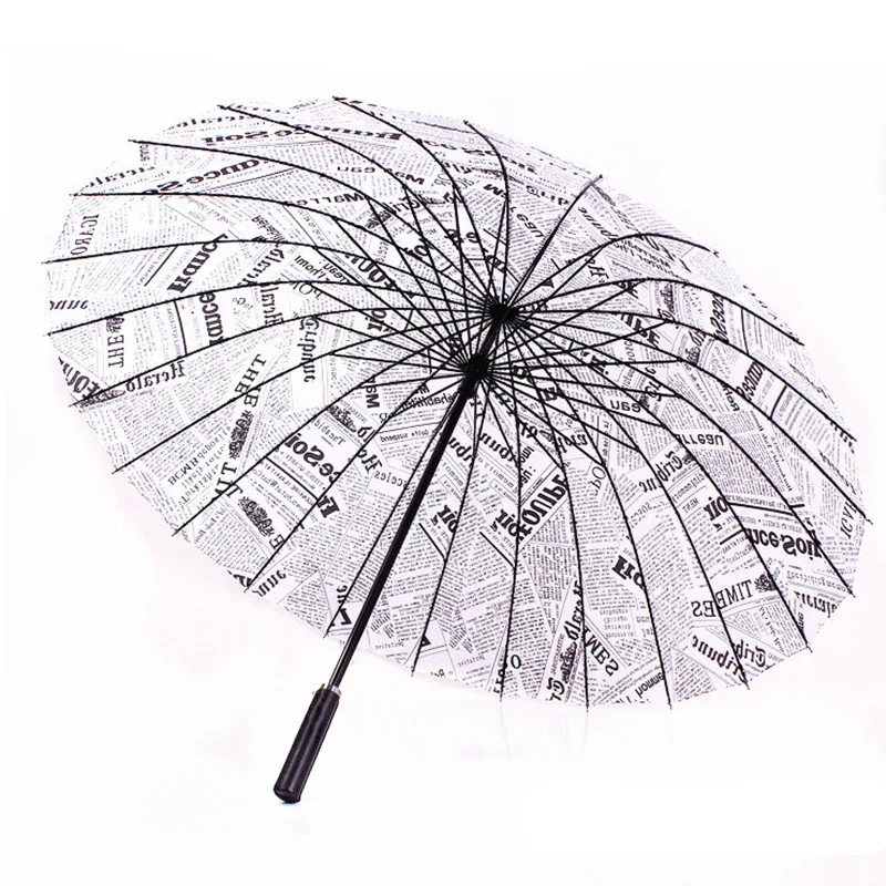 Cheap Personality Long Handle Manual Automatic 16/24 Ribs Newspaper Straight Golf Folding Umbrellas