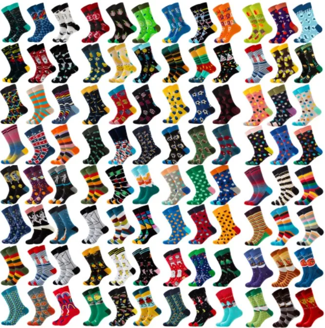 Wholesale High Quality Winter Socks Cotton Custom Jacquard Crazy  Dress Socks Colorful Festival Funny Women Crew Happy Socks Men