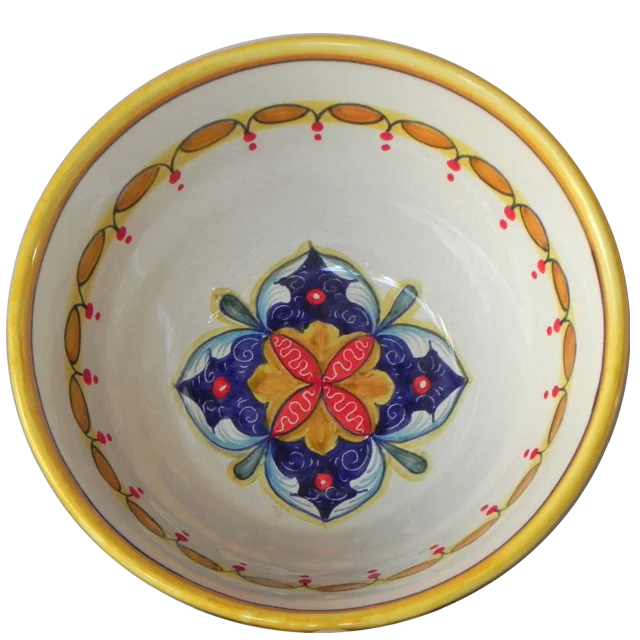 20CM / 7.8IN CERAMIC ROUND BOWL WITH RENAISSANCE DESIGN HANDMADE IN ITALY BOLO CON DISEGNO RINASCIMENTO 20CM HANDMADE IN ITALY