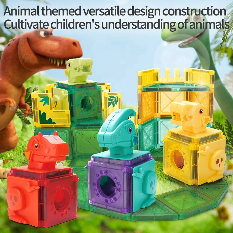Samtoycn 40pcs Animal Forest STEM Plastic Educational Bricks 3D Puzzles Magnetic Building Blocks Toys for Baby