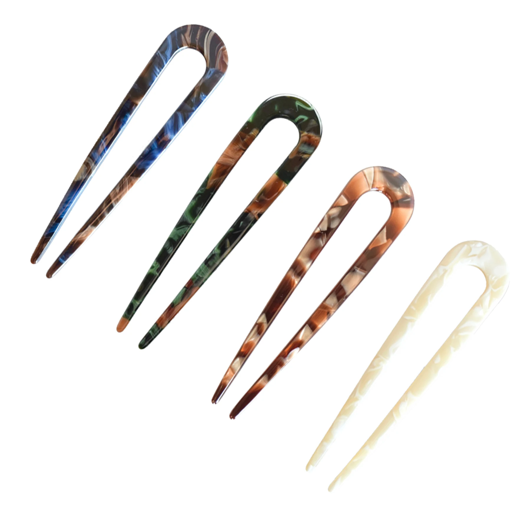 4.3 Inch Cellulose Acetate resin Tortoise Shell 2 Prong Updo Chignon French Hair Fork Sticks Accessory Hairpin U Shaped Hair Pin
