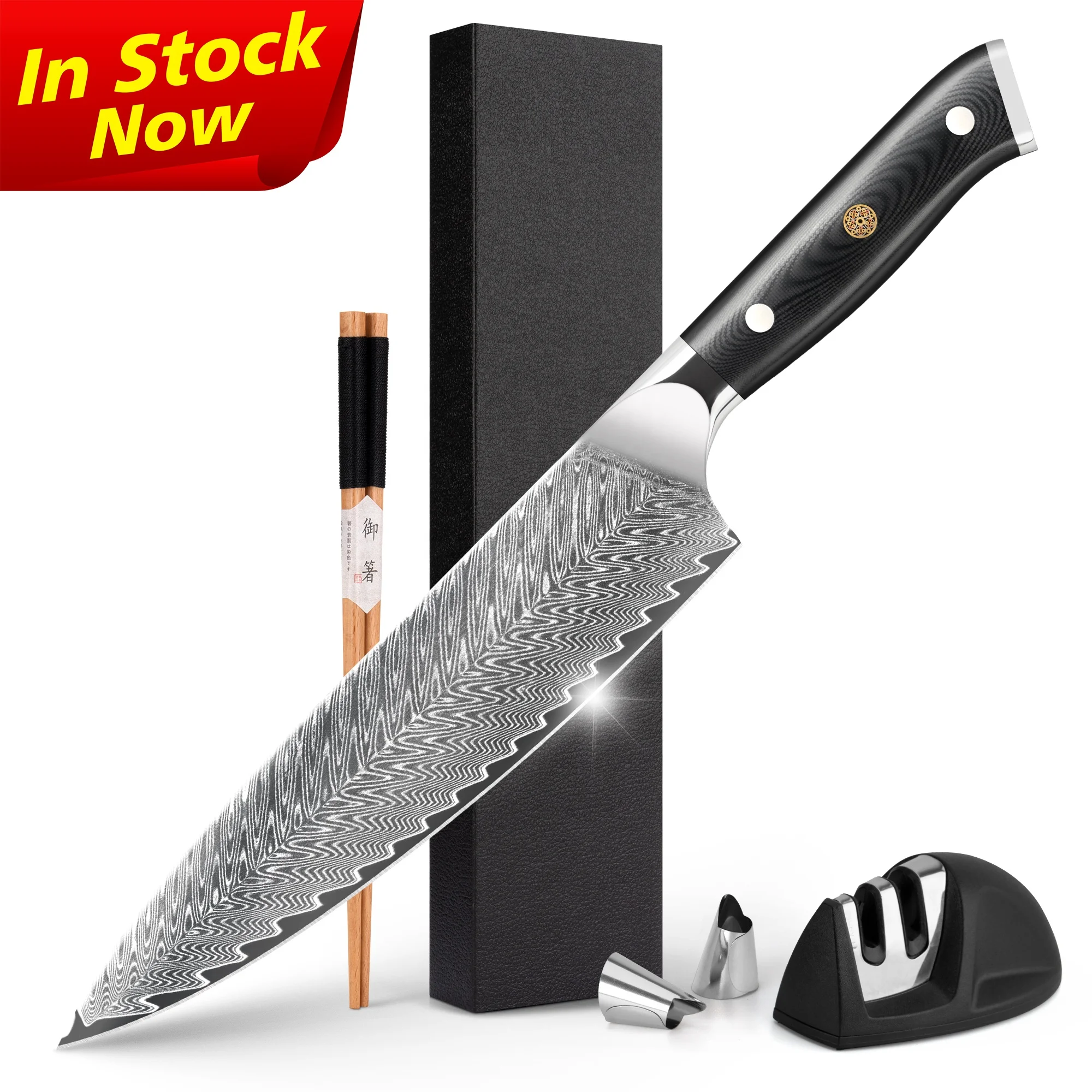 10% off Custom Logo G10 Handle 67 layers vg10 8 inch gyuto Damascus chef knife new design With Fish Bone Pattern