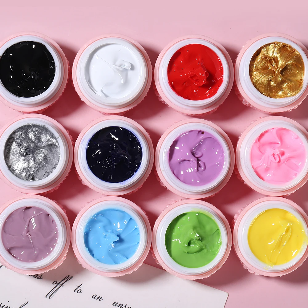 Private Label Emboss Sculpture Carving Gel Nail Art Design 12 Colors Nail Gel Polish