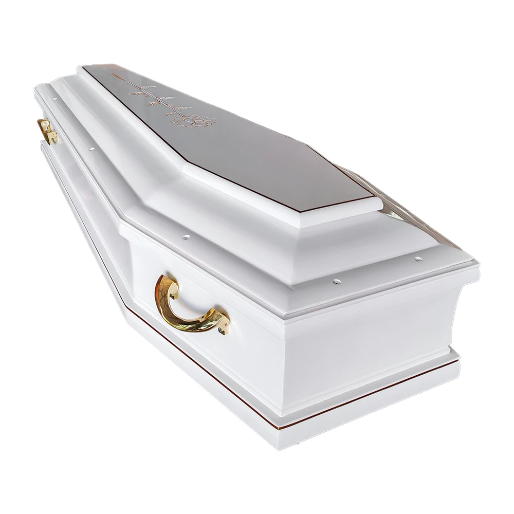 High Quality Wooden Coffin Lid Custom Carved White Handle
