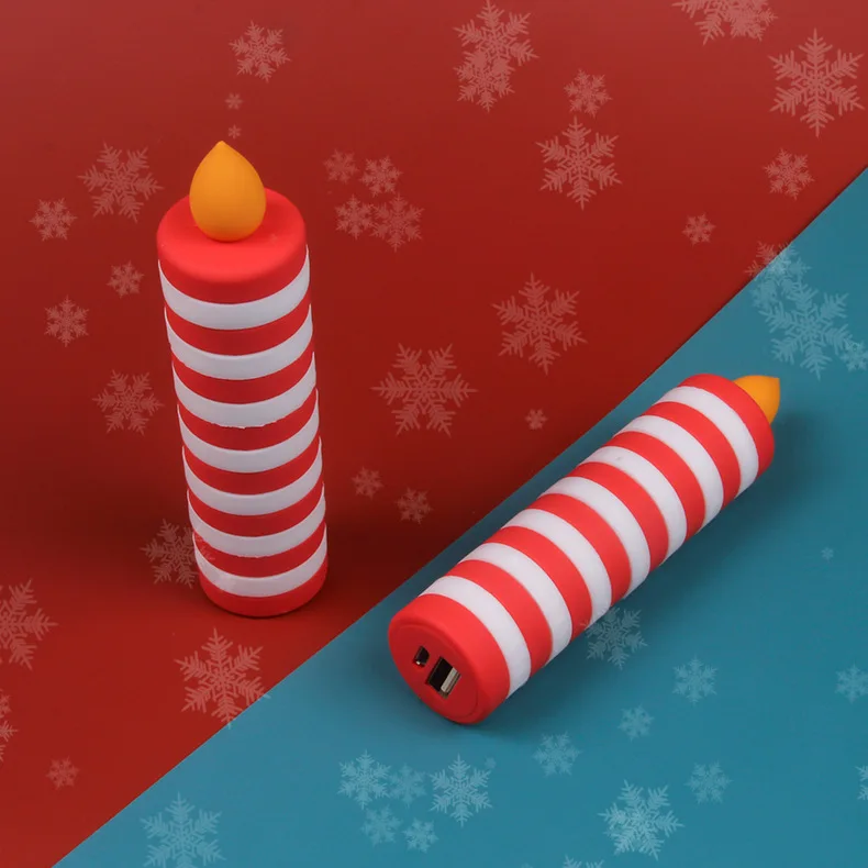 hot sale custom logo Christmas gift amazon trending portable Socks candle doll shape cute mini power banks 3000mah portable