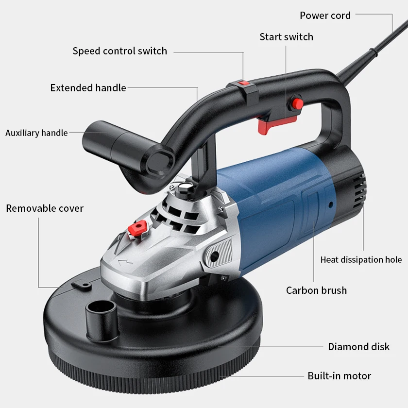 2024 NEWEST Concrete Grinder Diamond 3800W Handheld Concrete Wall Surface Grinder Scarifier