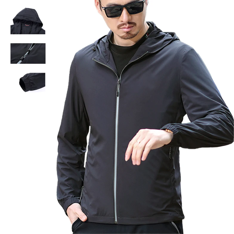 Sports jacket for men Custom 100% Polyester jacket Hooded Windbreaker Jacket