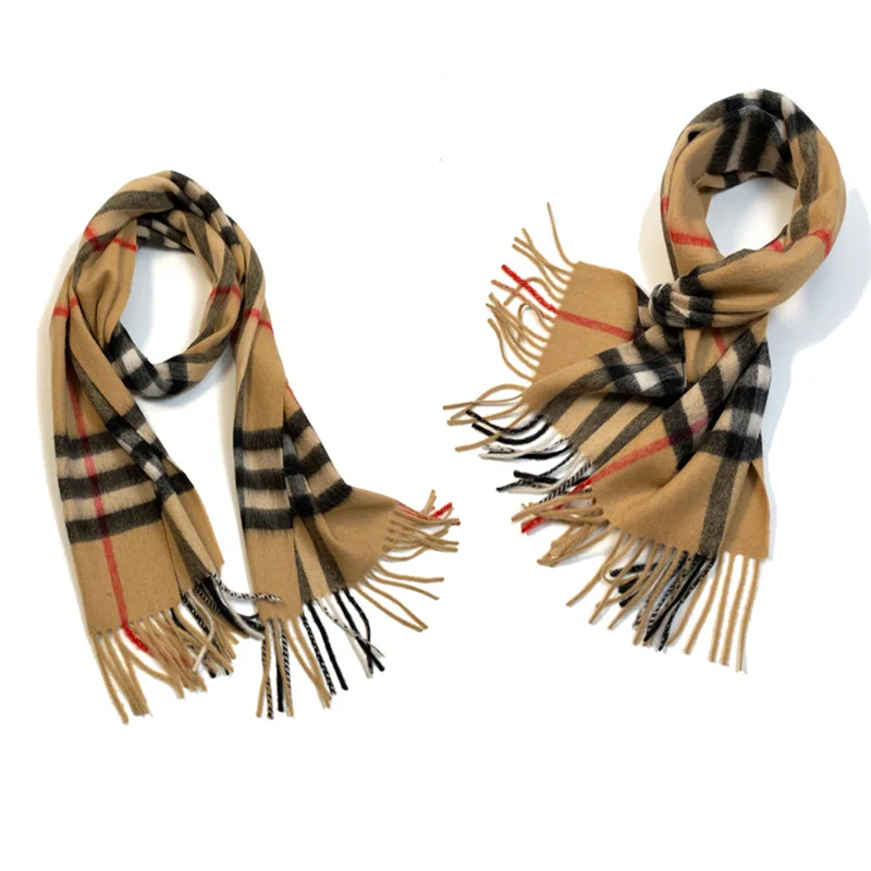 Осенне-зимний кашемировый клетчатый шарф Женская британская Классическая шерстяная шаль в клетку Мужской нагрудник с кисточками утепленный для сохранения тепла
