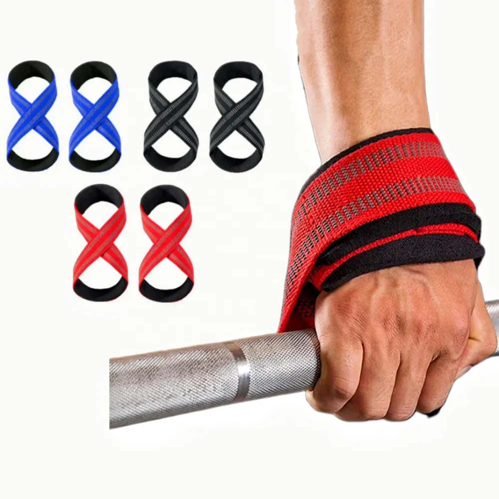 Kangxia Gym Fitness Bodybuilding Wrist Wraps Figure 8 Weight Lifting Straps DeadLift Strap