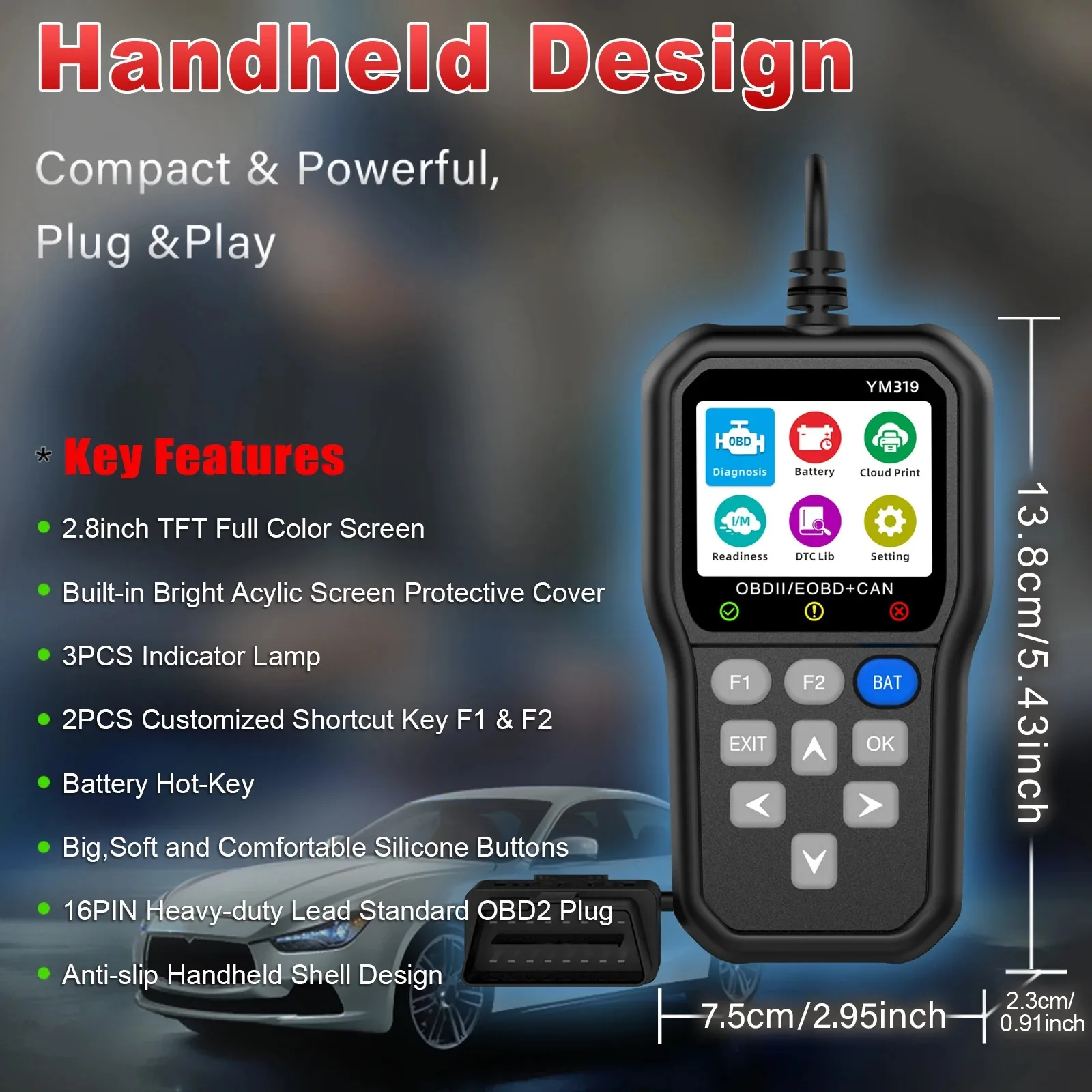 Lancol Handheld Car OBD2 Scanner Diagnostic Tool Essential Vehicle Diagnostic Software New Reader YM319