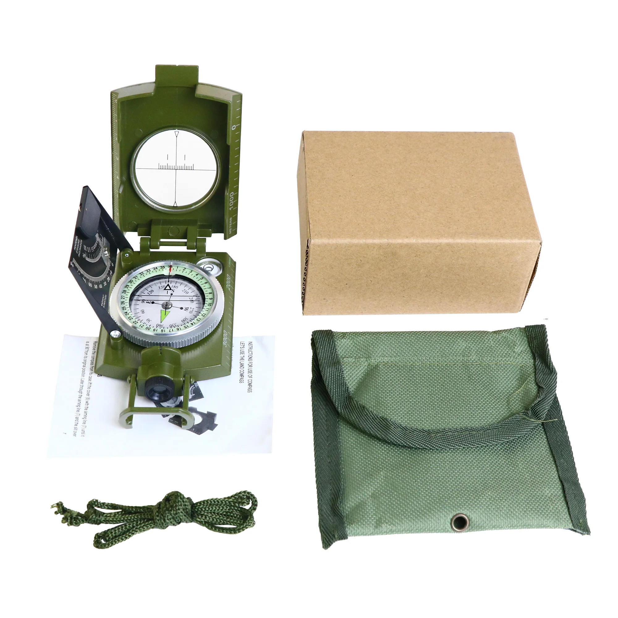 Wholesale outdoor Army Green multipurpose compass Geological Compass Compass camping