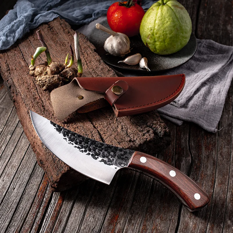 High Carbon Steel Japan butcher knife pouch scabbard set only buy one Meat Knives Forged with leather  Sheath