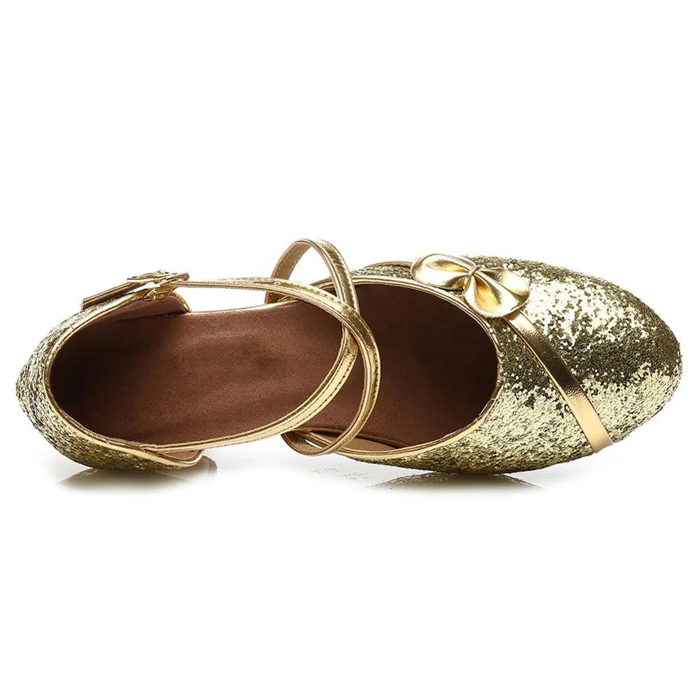 607 Classic Style Shiny Dance Shoes Kids Ballroom Shoes Women Latin Dance Shoes Glitters