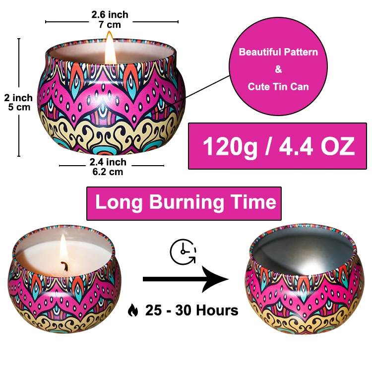 Color Box Luxury 4.4 Scented Soy Wax Customized Metal Tin Box Holiday Birthday Wedding Perfumed Wholesale Candle