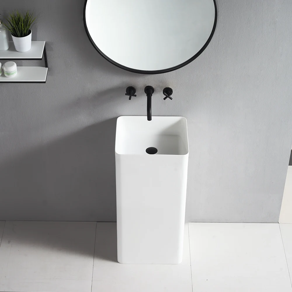 Bathroom Sink Artificial Stone Wash Basin,, Vertical Wash Basin, Modern and Minimalist Design Hotel Home Graphic Design 3 Years