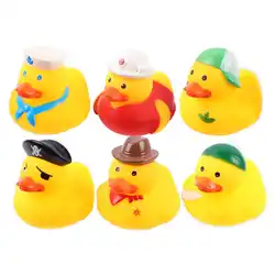 HS Factory Wholesale Mini Baby Bath Toy PVC Yellow Cute Rubber Duck Bulk Custom Logo With 6 PCS