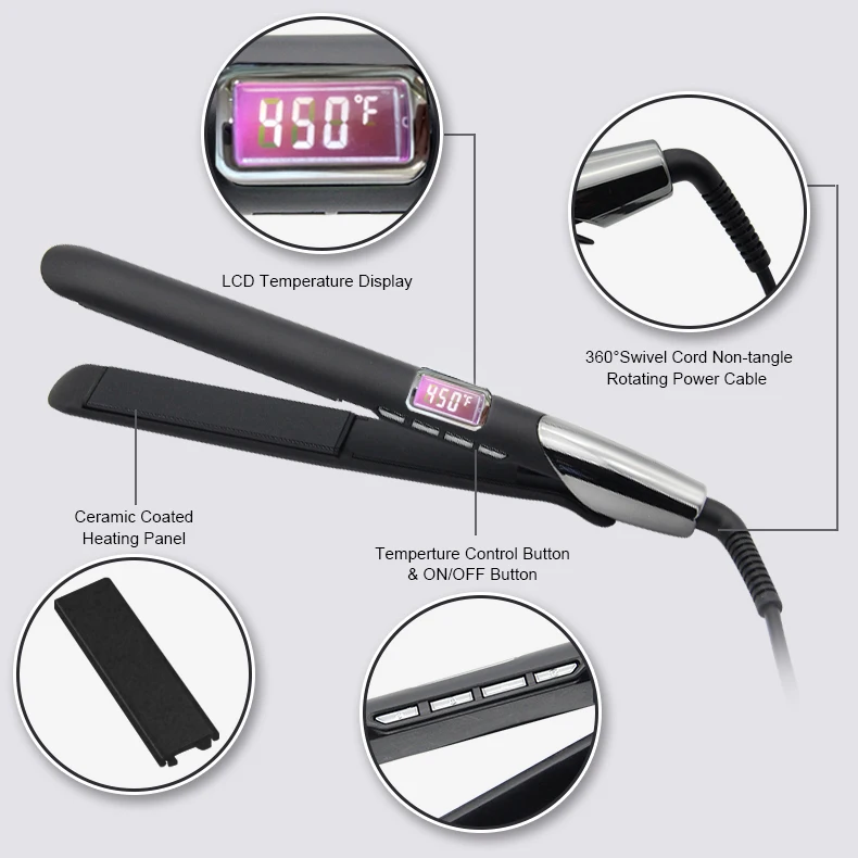Hair Straightener High Quality Best Wholesale Ceramic Private Label Flat Iron Plancha Custom Travel Straight Hair LED Flat Iron