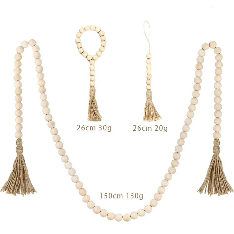 3 парка, кисточки, деревянная гирлянда из бусин 59 дюймов, длинные деревянные бусины для украшения дома, подвесные украшения, молитвенные бусины