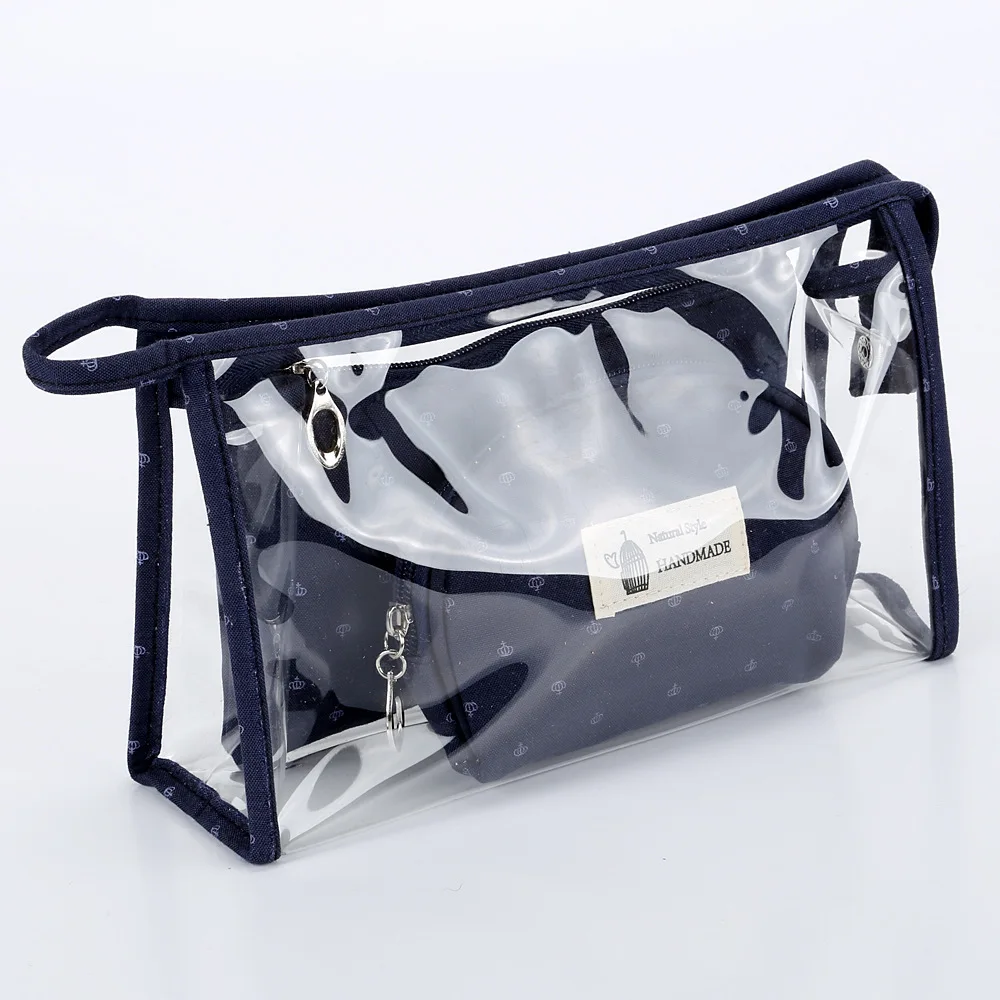 Best price crown three piece PVC makeup bag waterproof portable handbag  cosmetic bags