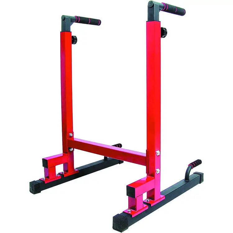 DP8228 Red Dip Station Dip Bar Parallel Bars for Home Workout with 500 LBS Loading Capacity