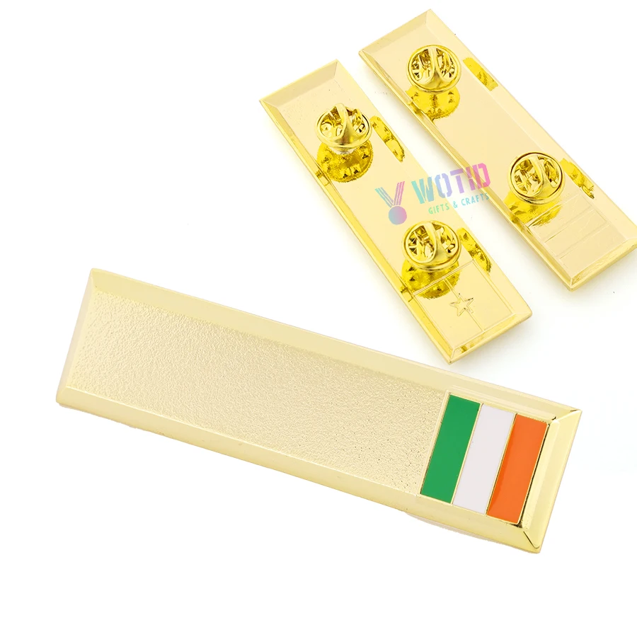 Factory high-end customized shiny gold national flag badge rectangular exquisite and unique lapel pin metal brooch