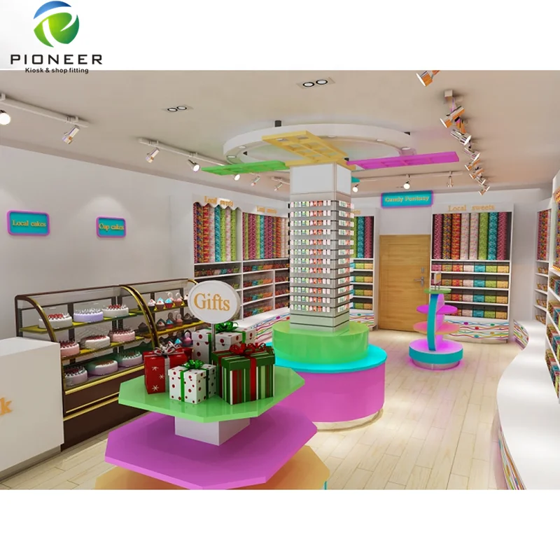 Pioneer Hot Selling Sweet Shop / Candy Shop / Candy Store Display Counter Interior Design For Sale
