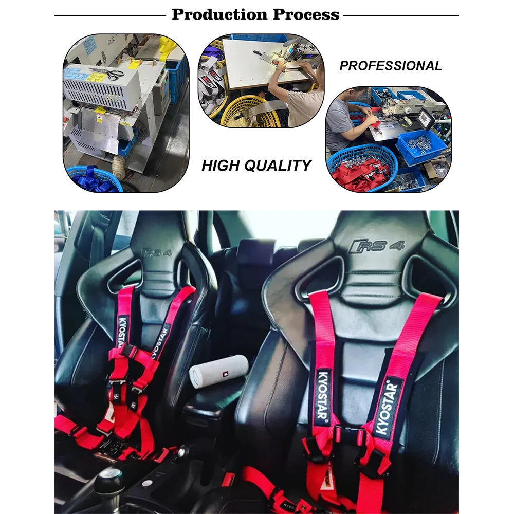 4 Point Black Seat Belt Quick Release Terylene Camlock Racing Seat Belts For Both Driver Or Passenger Seat