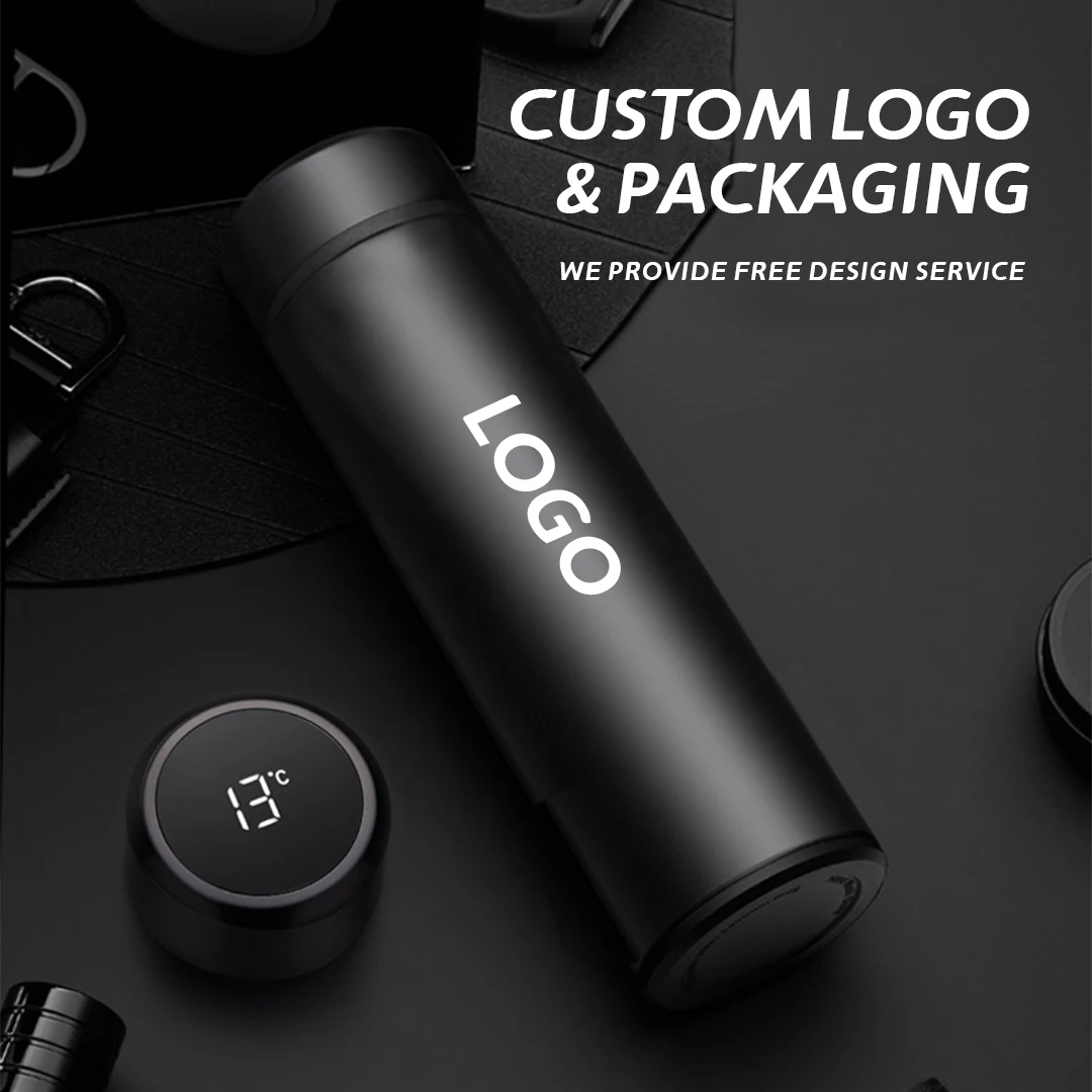2024 Custom Logo 500ml Thermo Bottle Thermal Cup Vacuum Flasks Stainless Steel Gift Thermos Led Temperature Smart Water Bottle