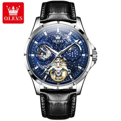 OLEVS 6671 Hot Sell Brand Luxury Sport Rose Gold Mechanical Watches Leather Strap Automatic Watches For Men