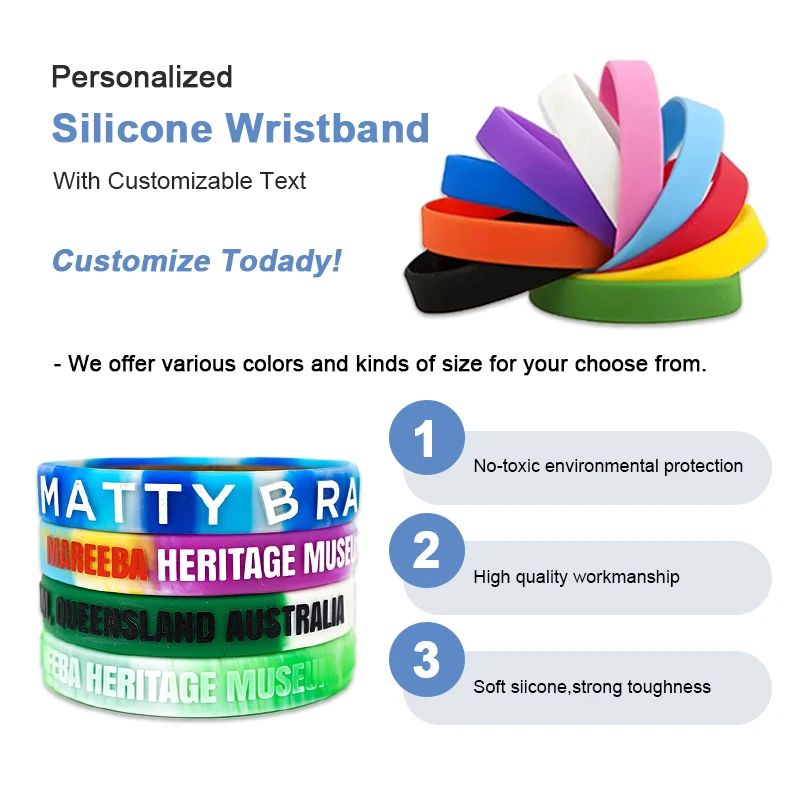 Personalized Custom Silicone Wristband Rubber Bracelet Wrist Band Embossed Wristband With Printed Logo For Kids And Adults