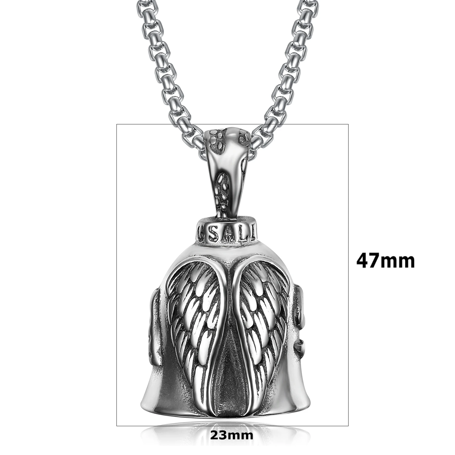 New Arrival Custom USA Angel Wing Motorcycle Lucky Biker Bell Key Ring Chain Pendants Necklaces