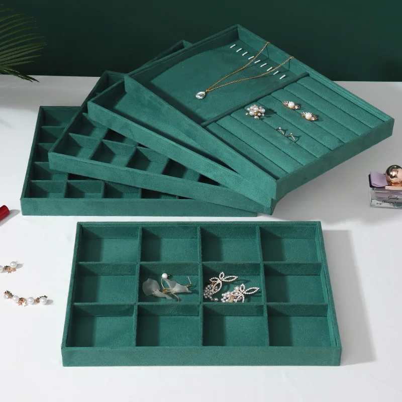 High-capacity jewelry organizer service trays ring collected jewelry display tray velvet Ring bracelet trays