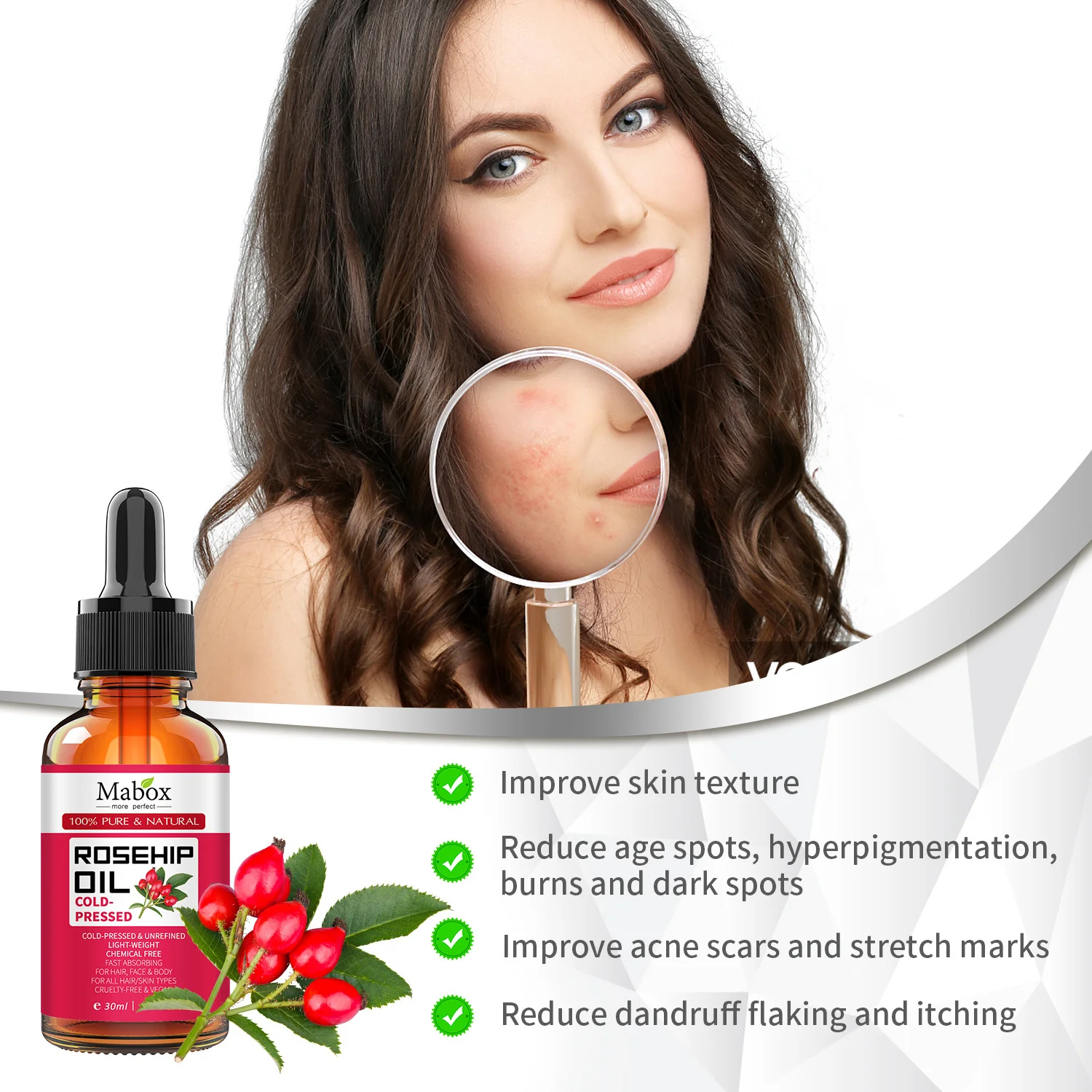 Certified Private Label Pure Rosehip Oil Organic Cold Pressed Anti Stretch Mark Body Essential Oil for Face Body Care