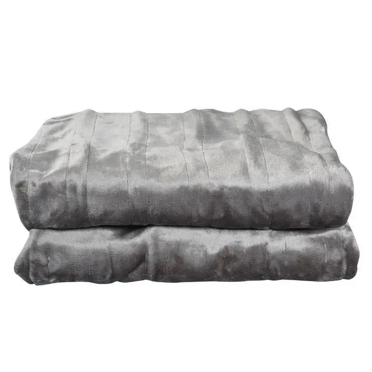 Cheap price Solid Grey Color winter flannel electric blanket - throw heated blanket