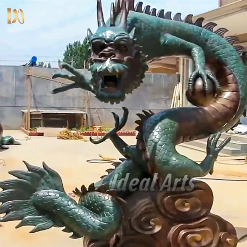 Custom outdoor cast metal brass bronze chinese dragon statues sculpture