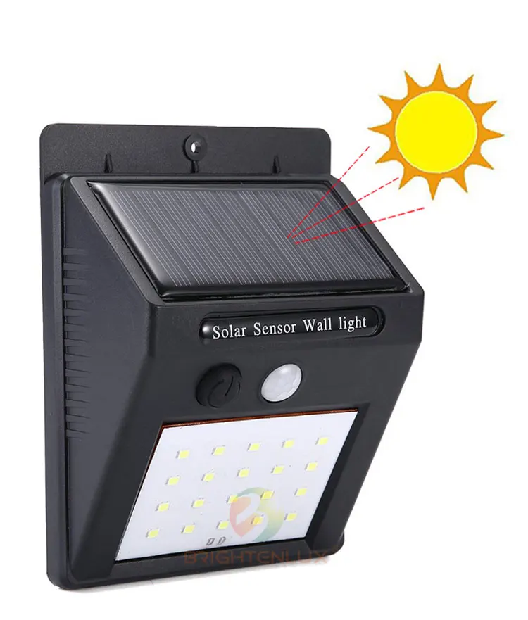 Wholesale Supply Cheap 20LED Plastic Motion Sensor Led Night Solar Light, Outdoor Wall Mounted Solar Led Sensor Light