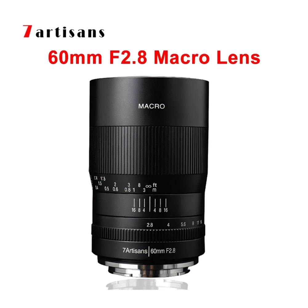 7artisans 60 мм F2.8 APS-C ручной объектив с фиксированным фокусным расстоянием макро камеры объектива Sony NEX E крепление Canon EF-M Fuji FX Macro