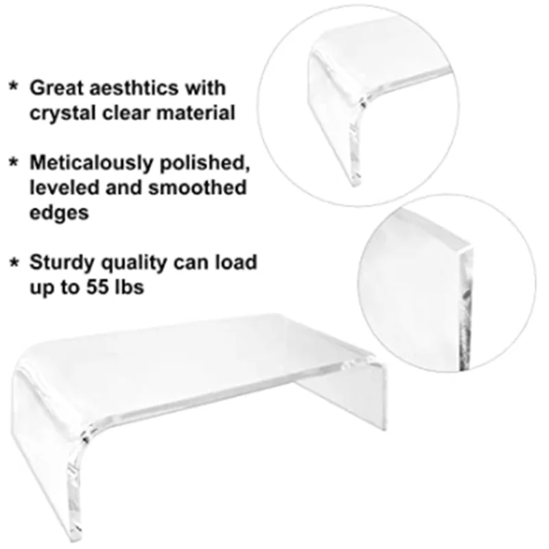 Transparent Acrylic Desk Monitor Stand 2 Tier Laptop Stand Riser For iMac, PC, Desktop, Laptop, TV Screen