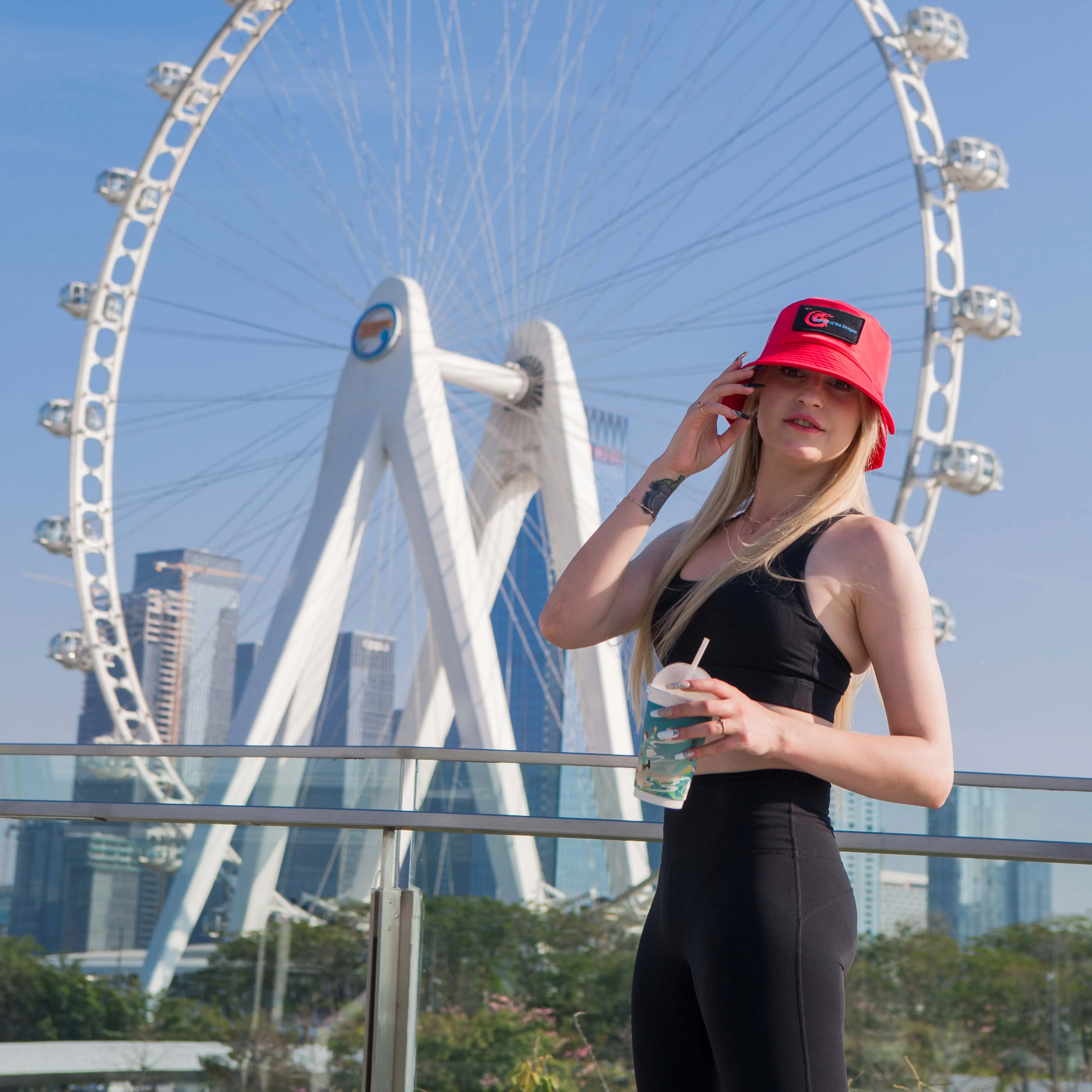 ZAMFUN Red Color Replaceable NFC Patches Fisherman Hats Bucket Hat For Women